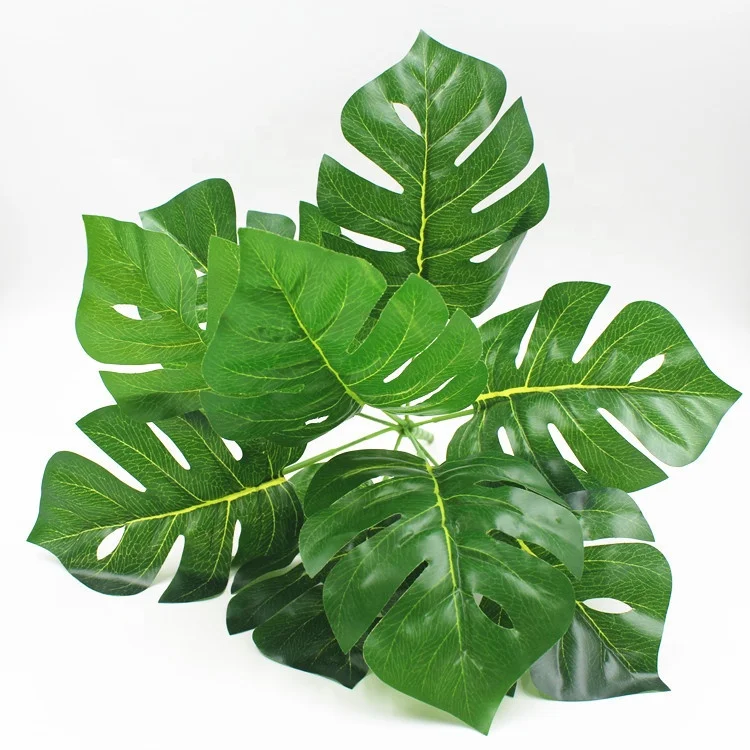 

V-3237 9 heads Artificial Plants Leaf Monstera Leaves For Plant Wall Decoration, Green