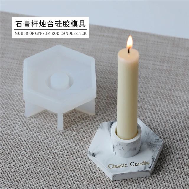 

L8013 Diy handmade Candle Holder Mold Candlestick plaster Hexagonal Silicone Candle Holder Mold, Stocked