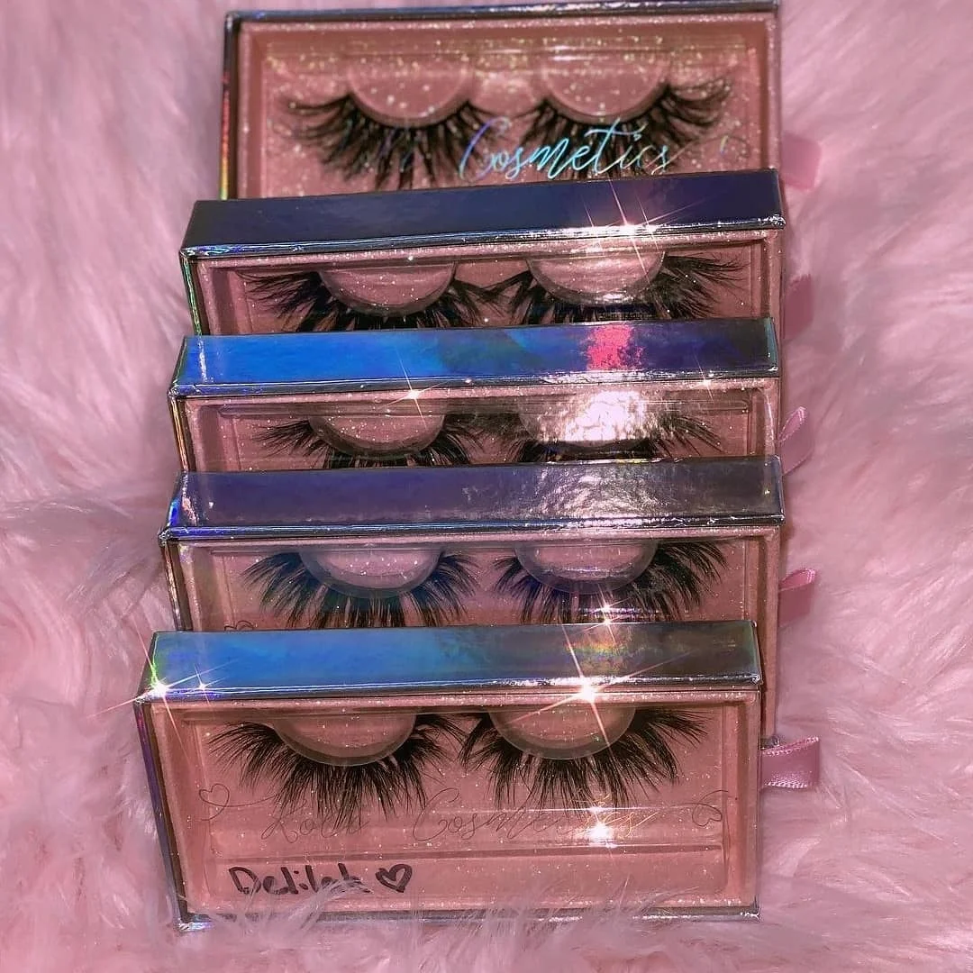 

custom holographic clear eyelashes package box 25 mm mink eyelash with private label logo 3D Siberian mink lash vendor