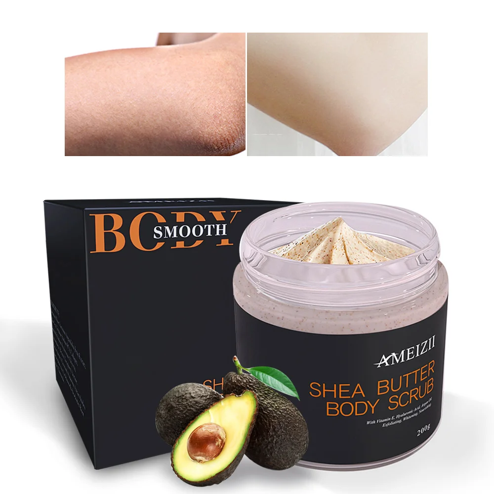 

Custom Brand Logo Shea Butter Body Scrub Container Exfoliante Nourishing Firming Skin Care Organic Vegan Face Body Scrub Jars