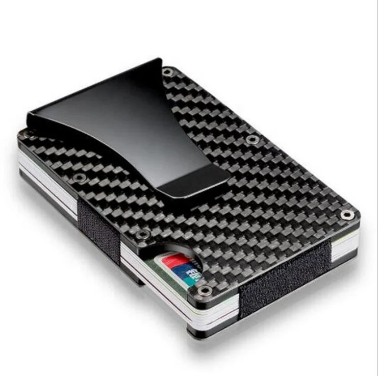 

Men Slim Carbon Fiber Money Clip Wallet Rfid Blocking, Black