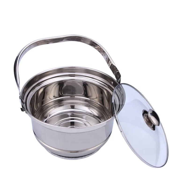 
Multifunctional 6.5L stainless steel cookware large energy saving camping cooking set outdoor 