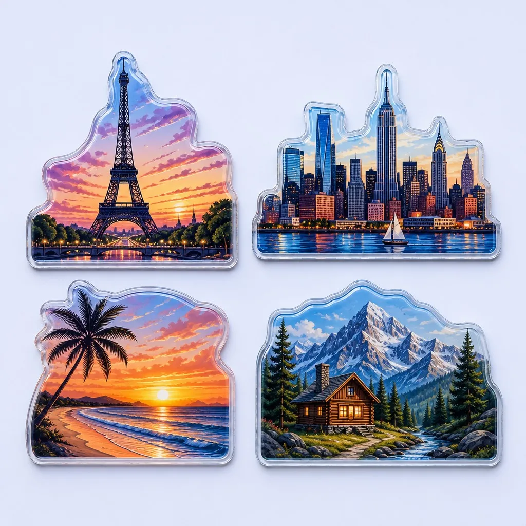 City Landmarks Travel Souvenir Acrylic Fridge Magnets