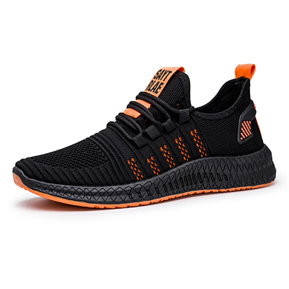 

Durable Mens Casual Sports Walking Breathable Stylish Tennis Jogger Knit Upper Zapatillas Hombre Sneakers Shoes for Male, Black red, black white