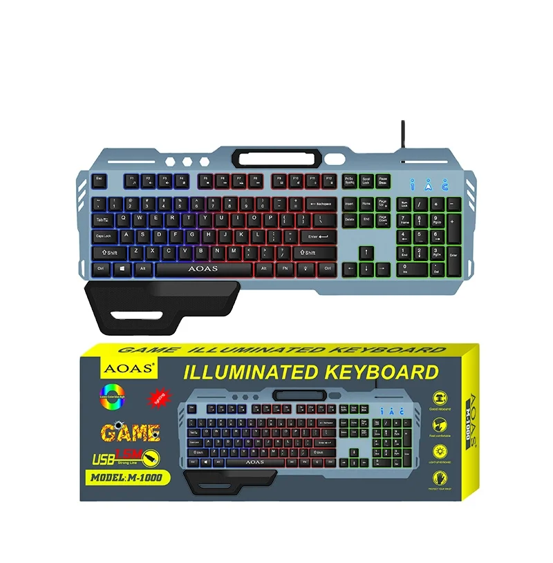 

Luminous cool rgb keyboard weibo M1000 computer game keyboard metal panel 104Keys game rainbow color backlit gaming keyboard