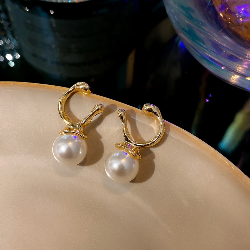 

trendy fashion drop baroque pearl jewelry earrings women