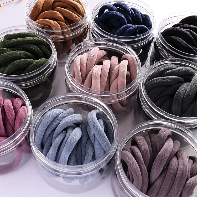 Hot sell women all-match Nylon hair bands 20 pcs per box high elastic hair coil stretch seamless hair tie set custom logo gift