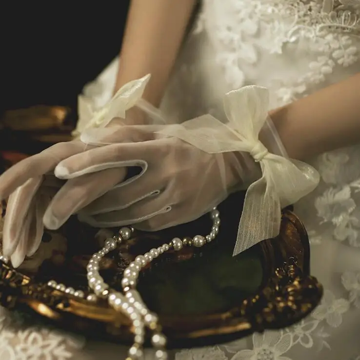 

bridal bow gloves Wedding dress wedding gloves studio photography accessories