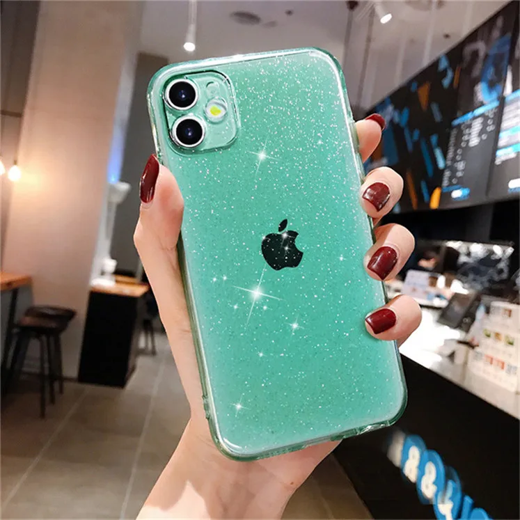 

Hot Sale Soft silicone Glitter Transparent Luxury Phone Case For iphone 12 11 Pro Max Phone Cases Support Blind Dropshipping