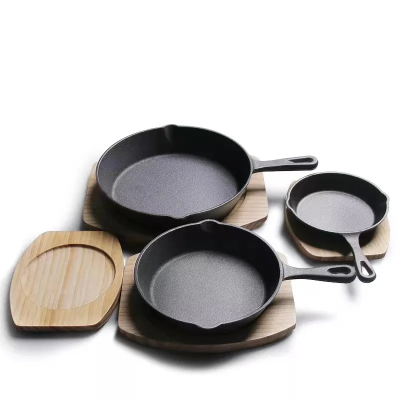 

Pre Seasoned Non stick cast iron skillet set of 5.5 6.3 8 10.24 inches for Stove top, Oven, or Camp Cooking, Black