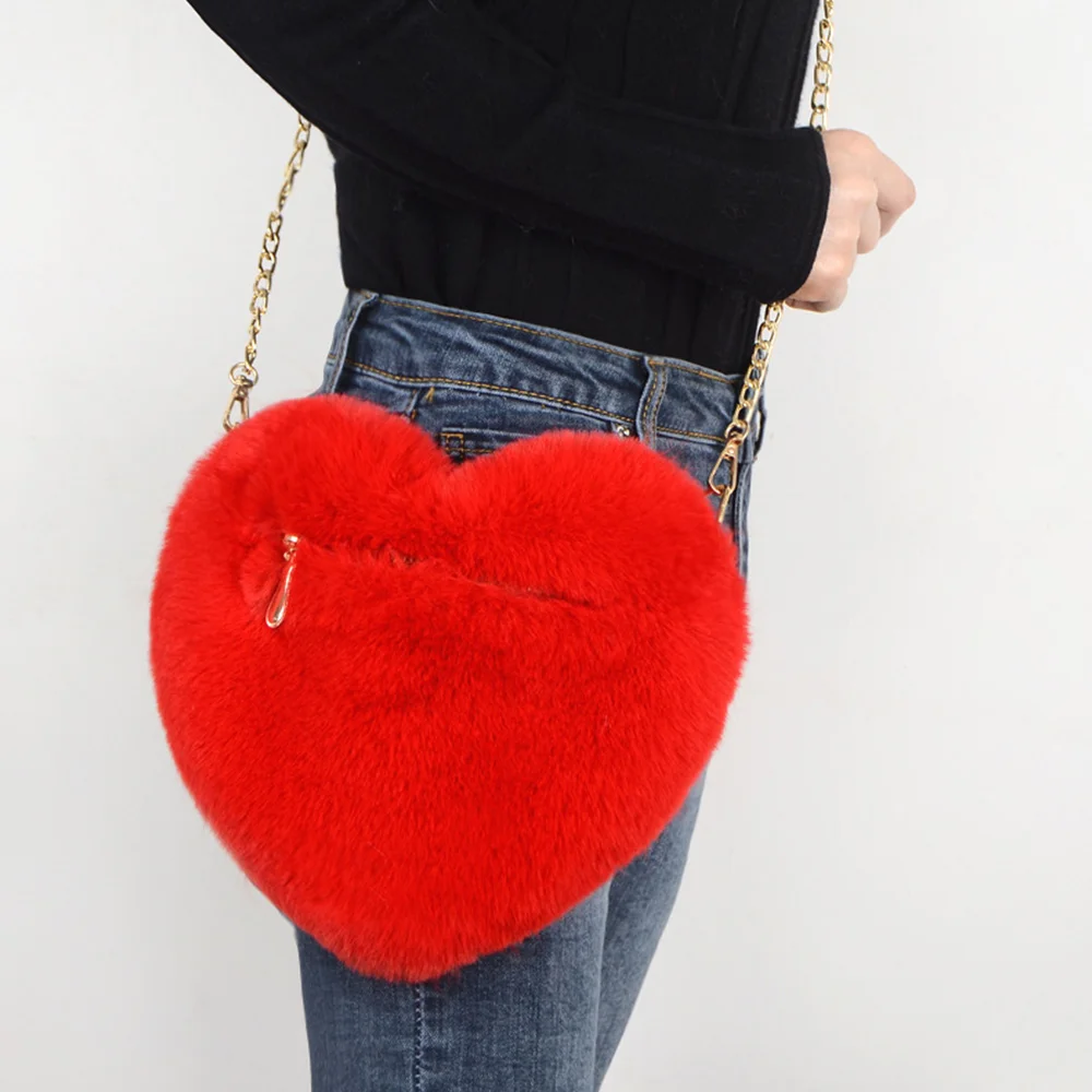 

Fashion Women's Heart Shape Faux Purse Chain Shoulder Handbag, Picture color