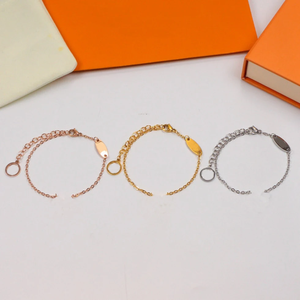 

3 Colors Fashion 316L Stainless Steel Gold Filled Jewelry Letter Charm Bracelet for Women