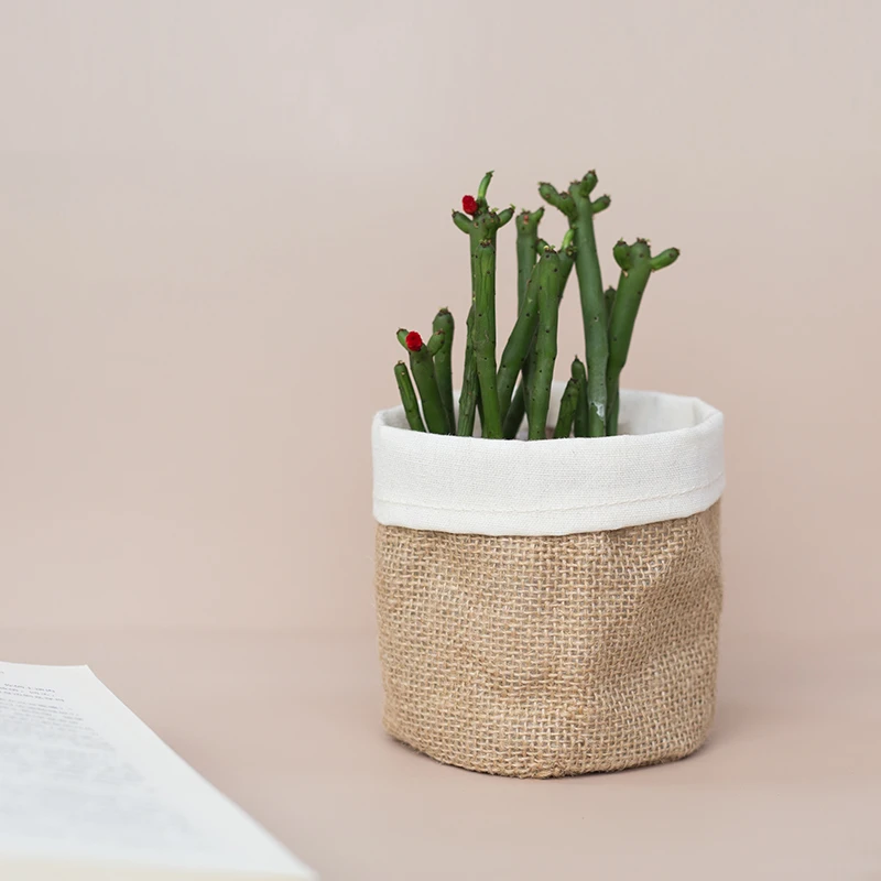 

Decorative Desk Jute Flower Pot Plante, Customized