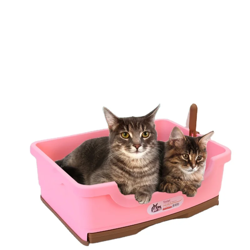 

High quality pet litter box cat toilet rabbit litter box cat litter box, Pink, beige, fruit green