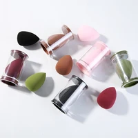 

Low MOQ black make up puff sponges beauty makeup sponge with clear bottle holder