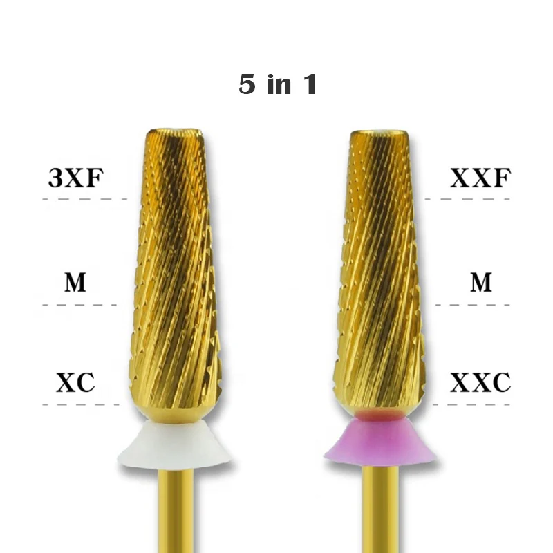 

5 in 1 6.0mm Pro TiN Coating High Quality Professional Tungsten Steel Drill Carbide Nail Bit, Golden/silver