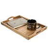 General Sized Rectangular Acacia Breakfast Tray with Cutout Handles for Decorative Items on Your Ottoman or Serving Coffee Table