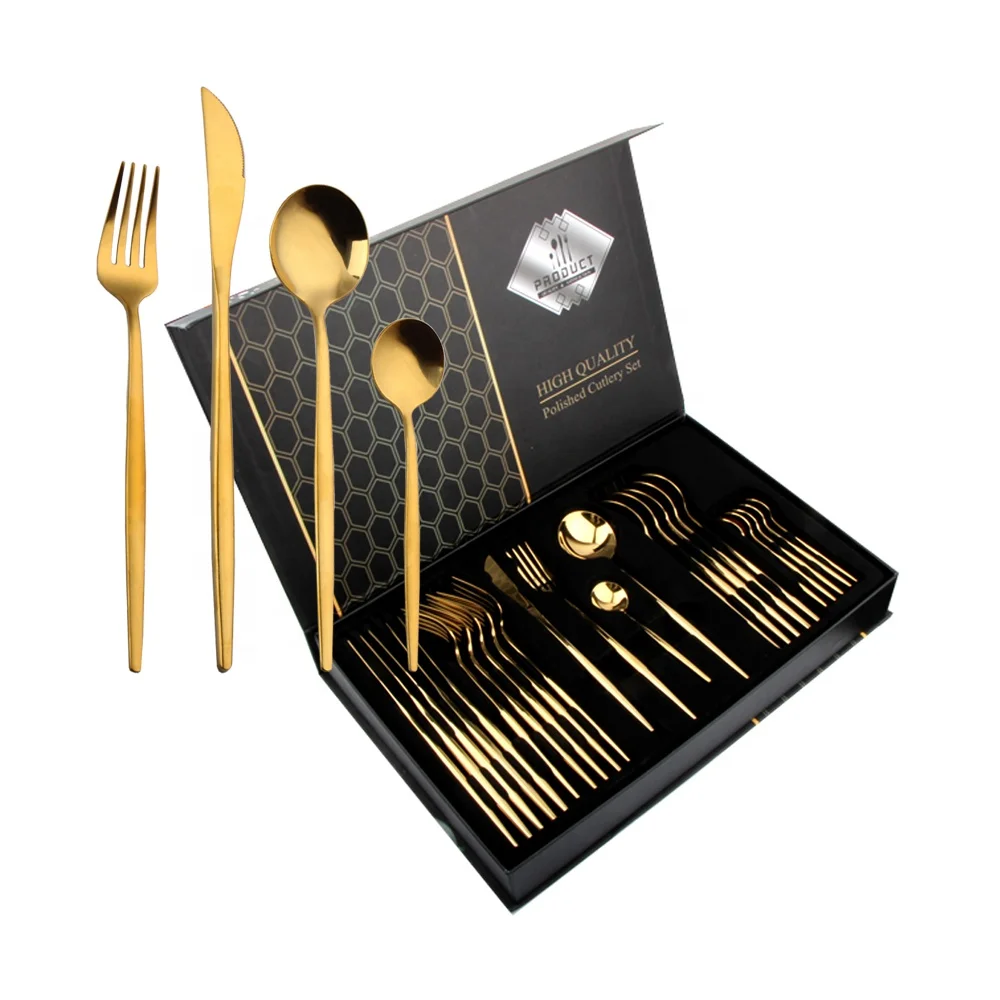 

16 piece commercial thinner Cutipol GOA cutlery flatware gold cutlery set flatware with same shape