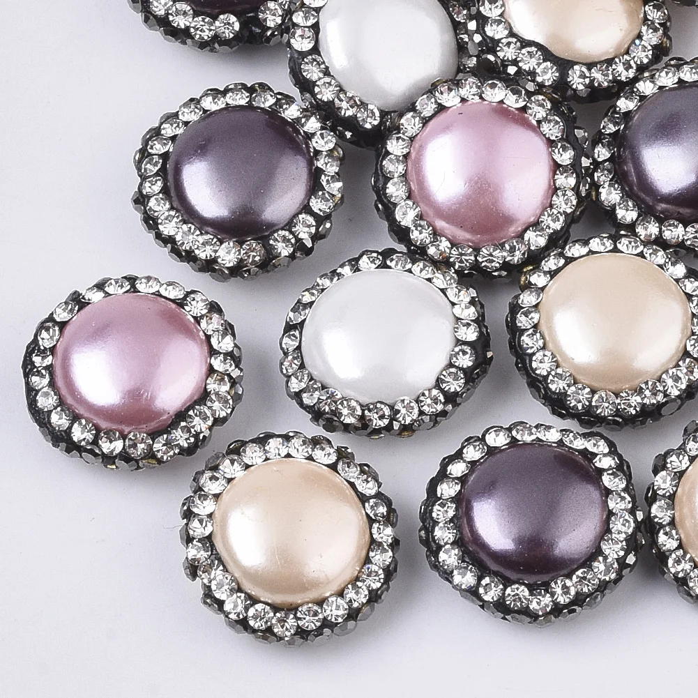 

PandaHall Flat Round Polymer Clay Jet Freshwater Pearl Beads