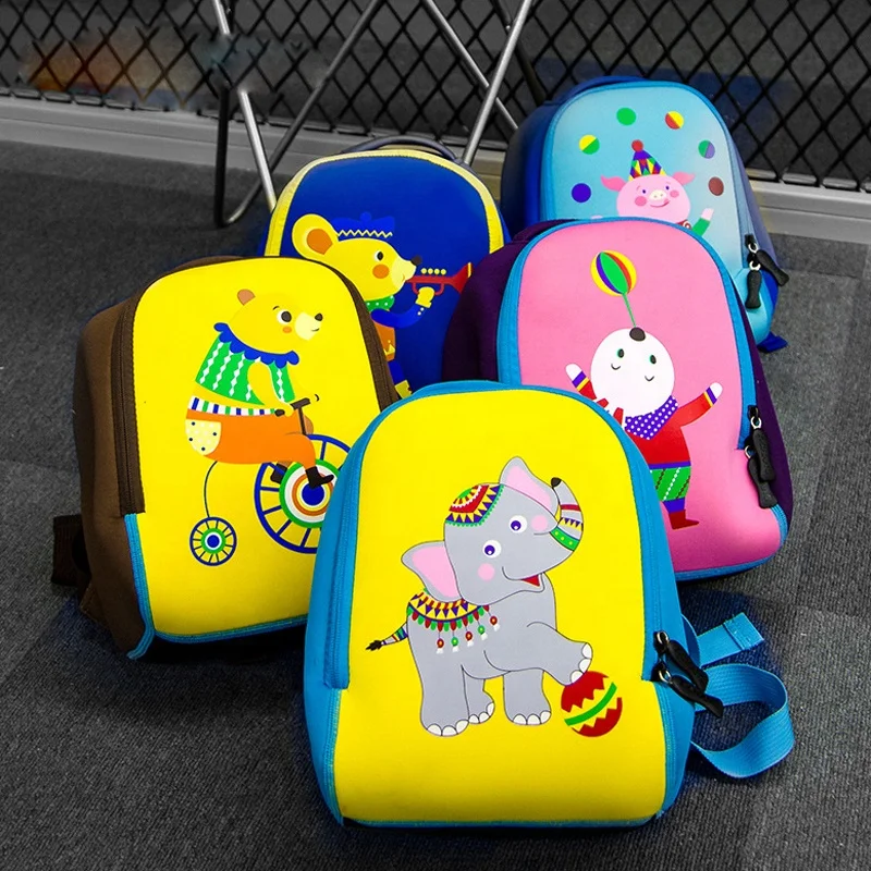 

TC-2975 Cartoon Animal School Children Bag kindergarten backpack 3D Kids Neoprene Waterproof Breathable School Bag For Girl, Rabbit, lion, dog