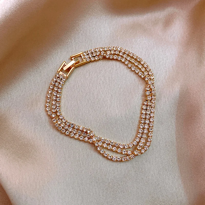

fashion trendy jewelry gold plated crystal adjustable crystal bracelet