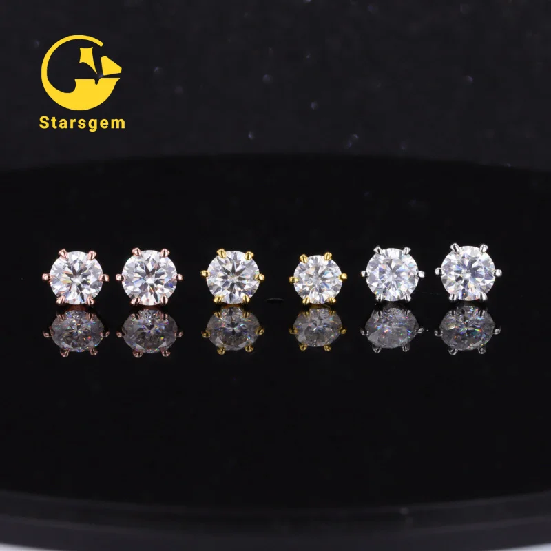 

Starsgem14K gold diamond moissanite stud yellow white rose gold moissanite earrings