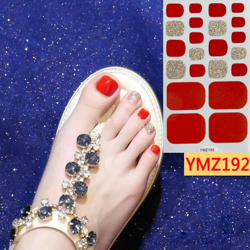 

YMZ183-YMZ218 2021 summer new French style Japanese hot stamping peelable nail foot sticker full sticker