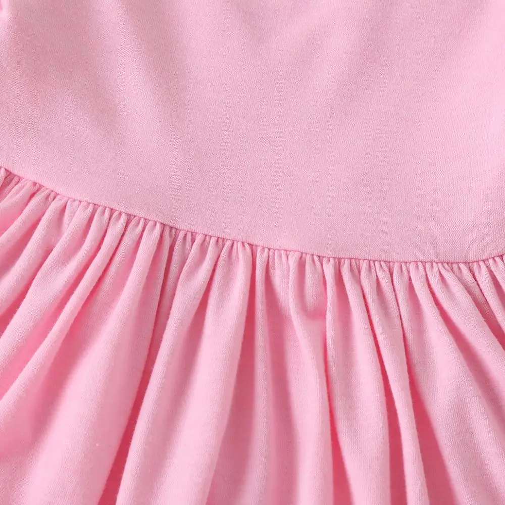 
Seamless Round Neck Front Pocket Girls Gender kids Girls Summer Twirl Dresses for Children 