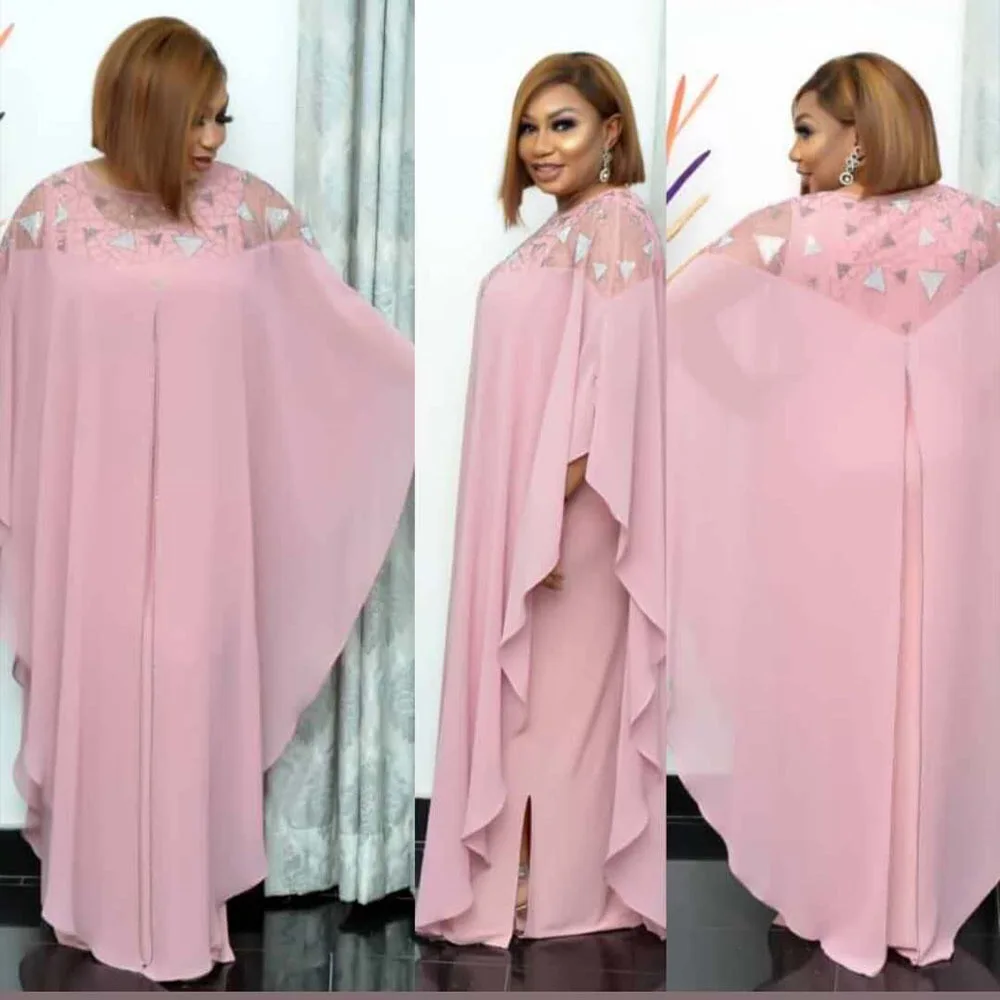 

2022 African best sellers fashion chiffon casual dresses rhinestone batwing sleeve Muslim women clothing abaya kaftan style robe, Pink, blue