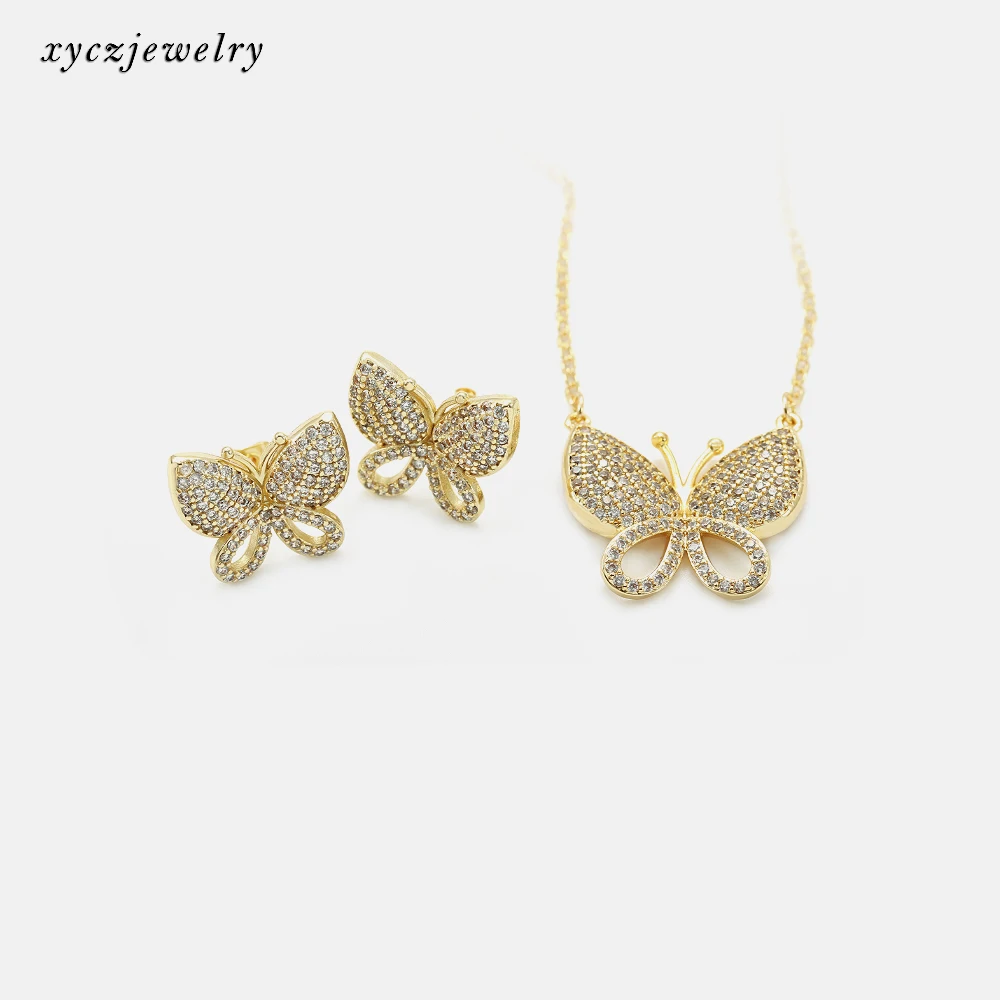 

2021Fashion jewelry gift wholesale butterfly necklace earrings jewelry set