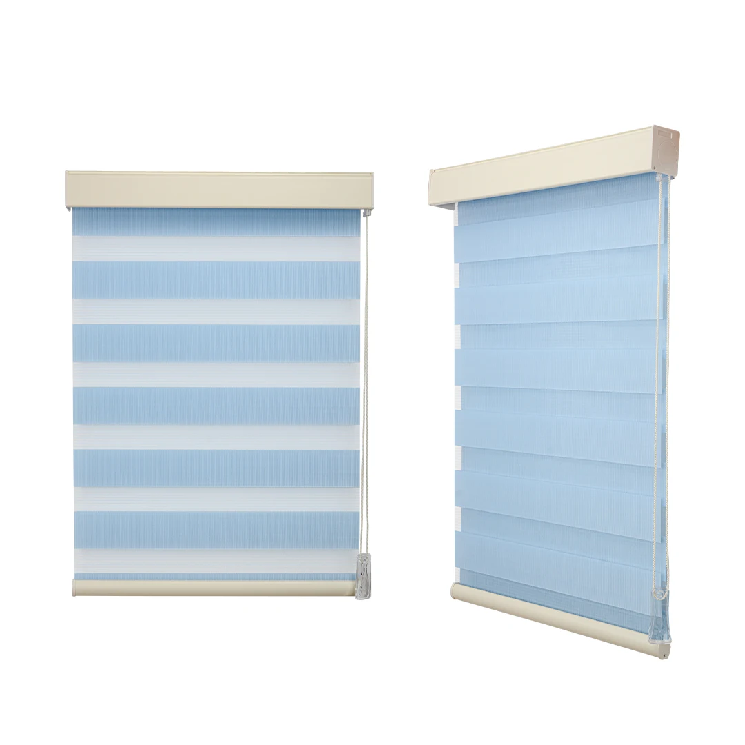 

Cassette terrace blinds Double layers luxury dual roller blinds 100% blackout day night window zebra blinds