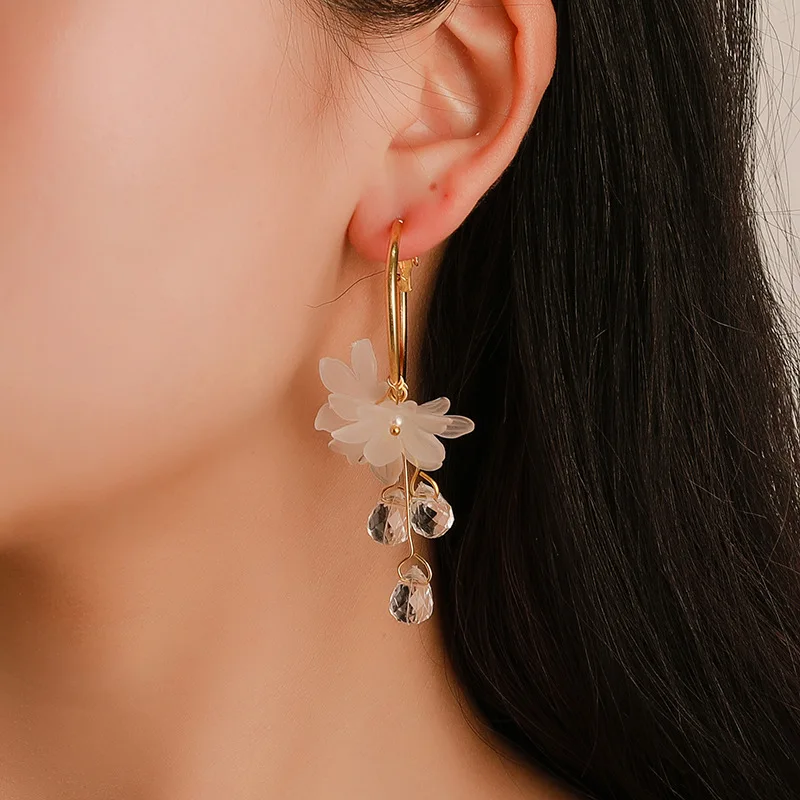 

18K Gold Plated Fashion Temperament Versatile Fairy Crystal Flower Earrings For Women