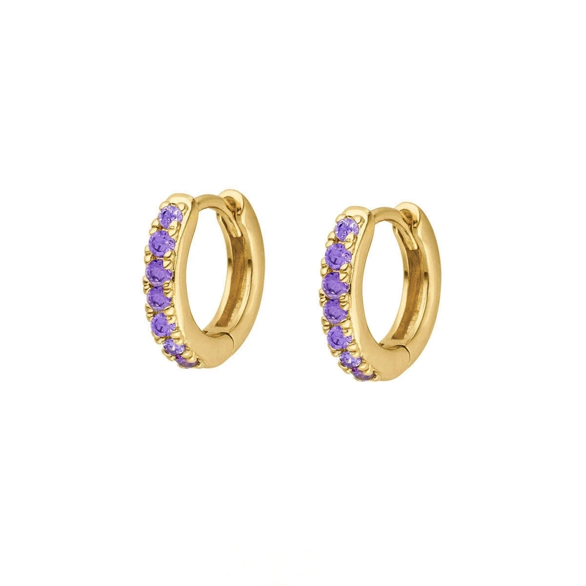 

Gold Plated Mini Rainbow Diamond CZ Huggie Hoop Earrings 925 Sterling Silver Earring For Women