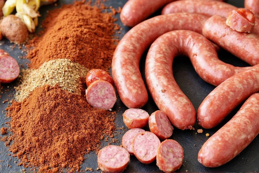 Homemade sausage being stuffed into casings