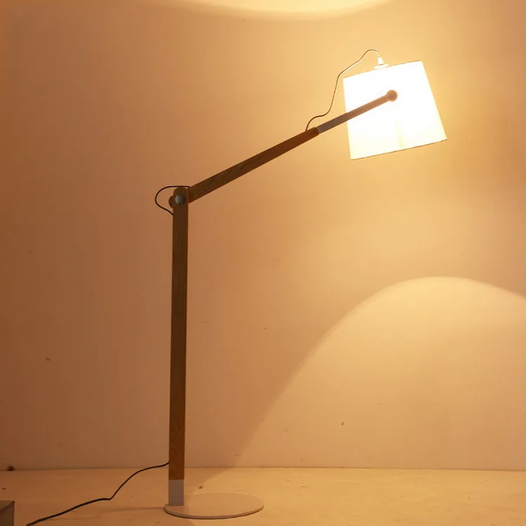 2020 China New Arrival Industry Iron Lampshade Modern Lamp Wooden Adjustable Unique Floor Lighting For Hotel Home