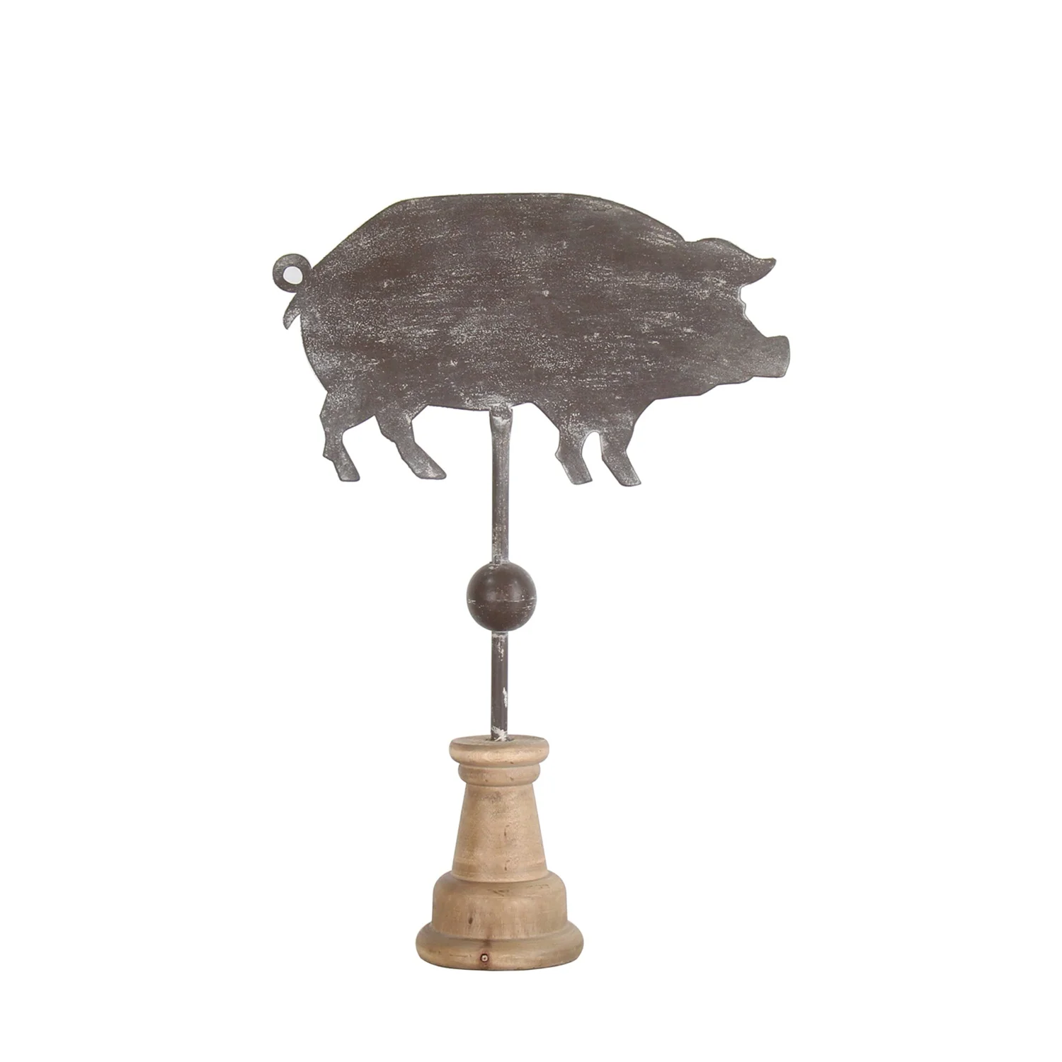 

HYKING Farmhouse Vintage Pig Tabletop Decoration Metal and Wood Pig Table Stand