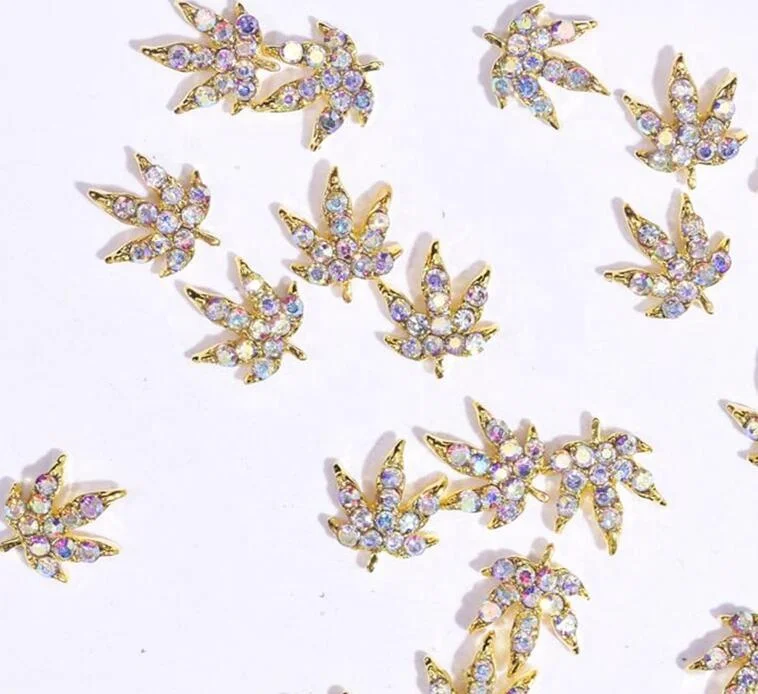 

Maple Leaf Glitter Nail Art Rhinestone 100pcs MOQ Nail Metal Stud Strass Rhinestone Nail Charms Rhinestone ML3893-3894, 2 colors