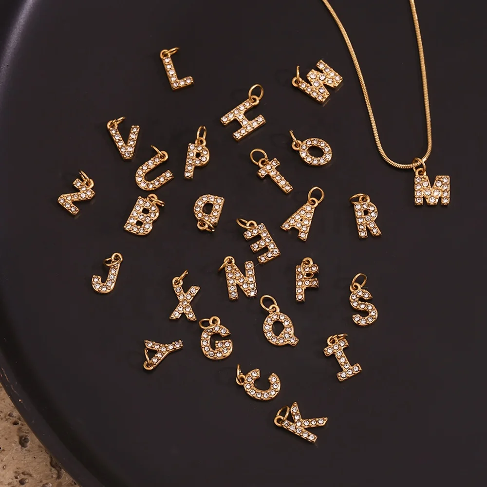 

Dainty Crystal Rhinestone Initials Pendant Charm Letter Charms For Jewelry Making Fine Jewelry Pendants & Charms