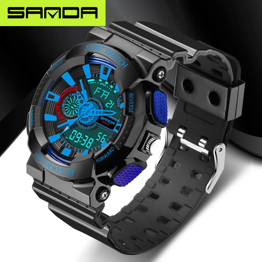 
Sanda 799 Sport Brand Electronic Watch Digital Men Wristwatches White Military Waterproof Swim Male Reloj Watch 
