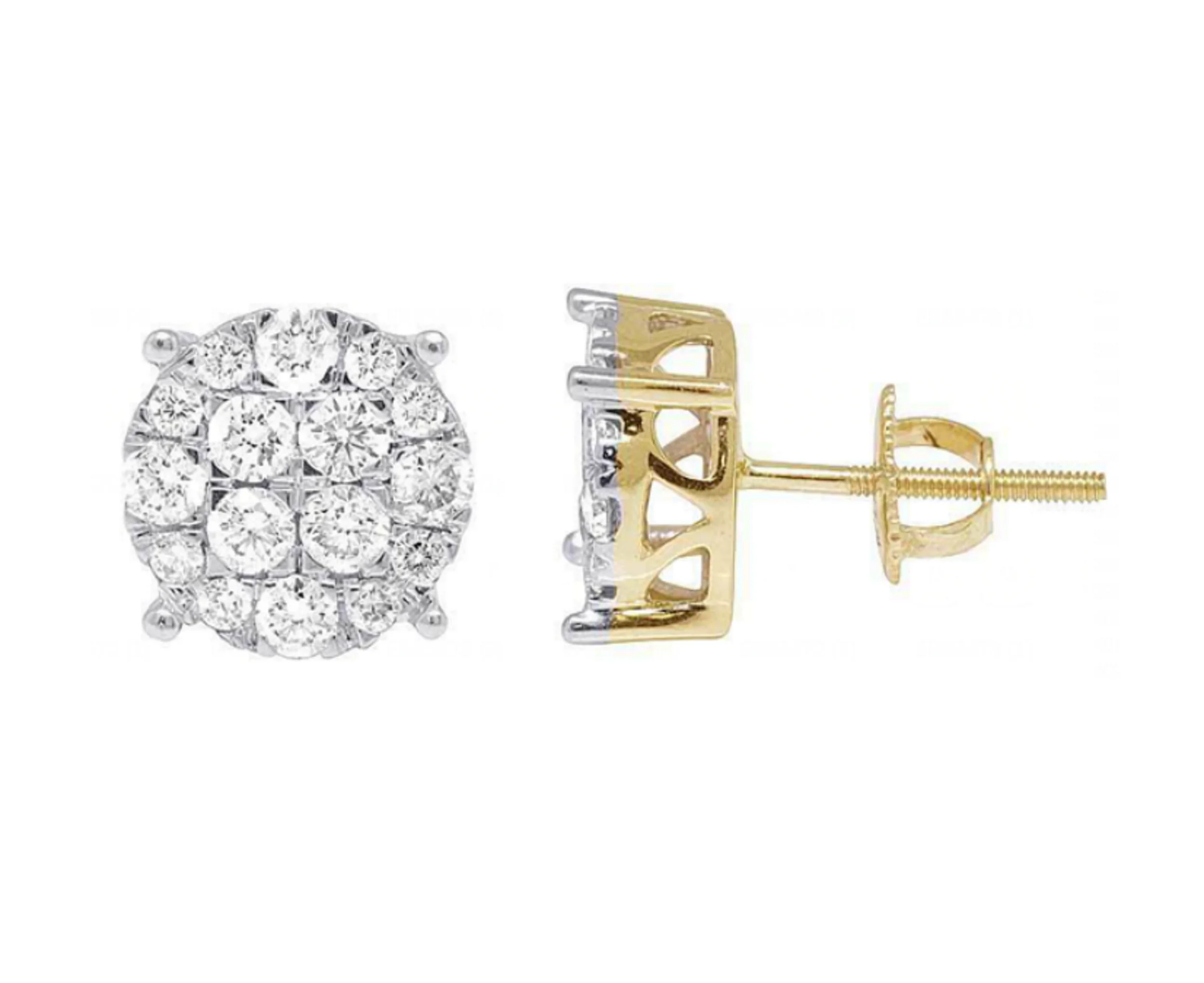 

Hip Hop 14K Real Gold Plated Iced Out Micro Pave Cubic Zirconia Screw Back Post Stud Earrings Jewelry For Men Women