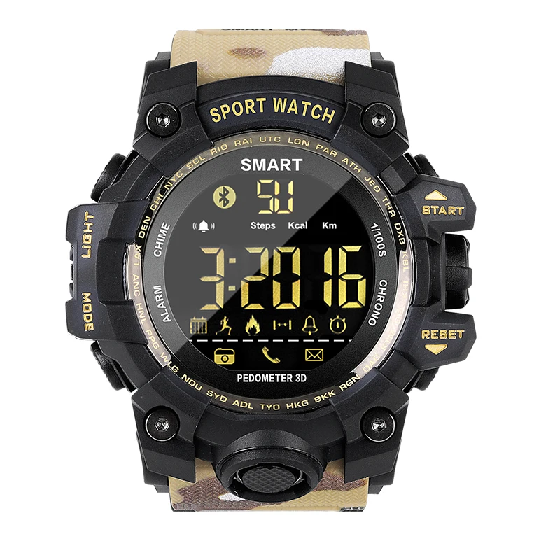 

High Quality LOKNRT MK28S Camouflage motivational 1.12 inch Long standby time Smart Sport Watch, Black/green/camo yellow/camo green