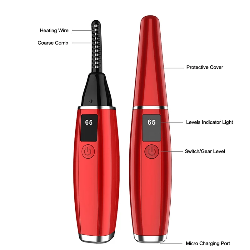 

Wholesale Mini USB Charging Eyelash Curler With Comb Portable Electric Heated Eyelash Curler