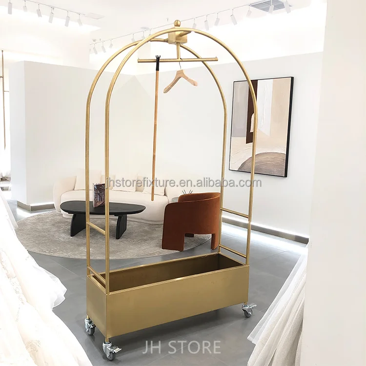 

hign ending customized With wheels wedding dress store display Bridal Store Shop clothes rack for clothing store