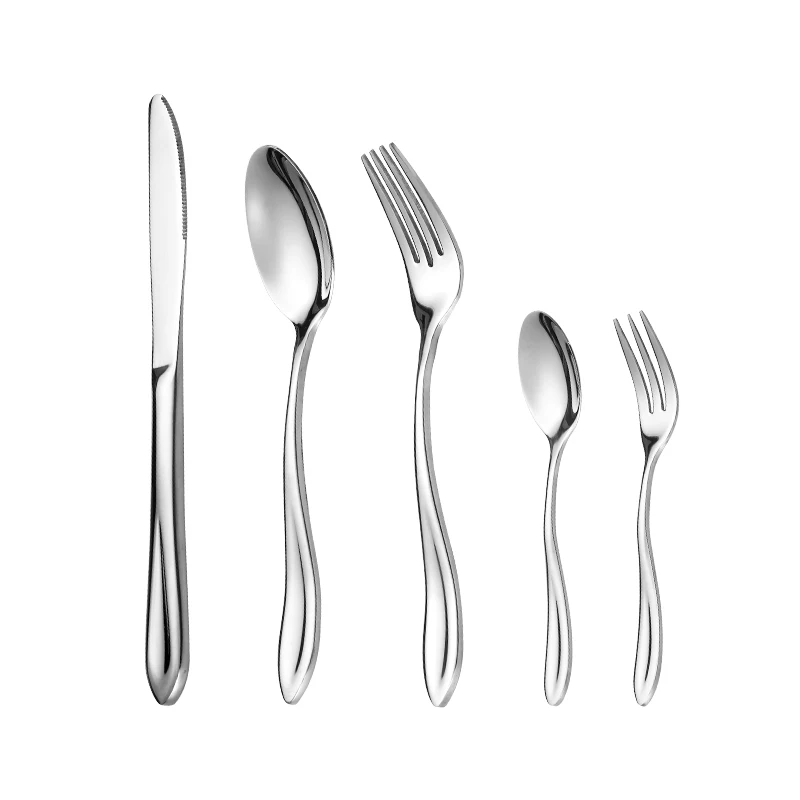 

Hot Sale Fork Spoon and Knife Sliver Stainless Steel Flatware Set