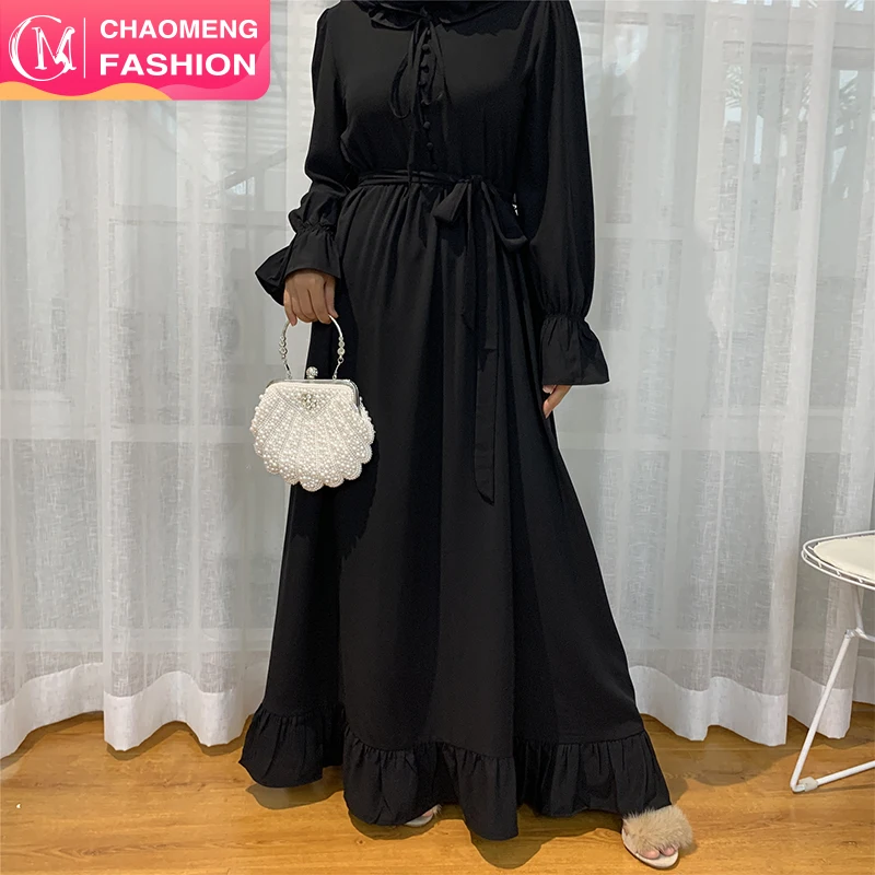 

6389#2020 Latest Simple Elegant Wholesale Design Islamic Clothing Closed Abaya Muslim Maxi Casual Dresses For Women, Light blue/ blue/green/red/black