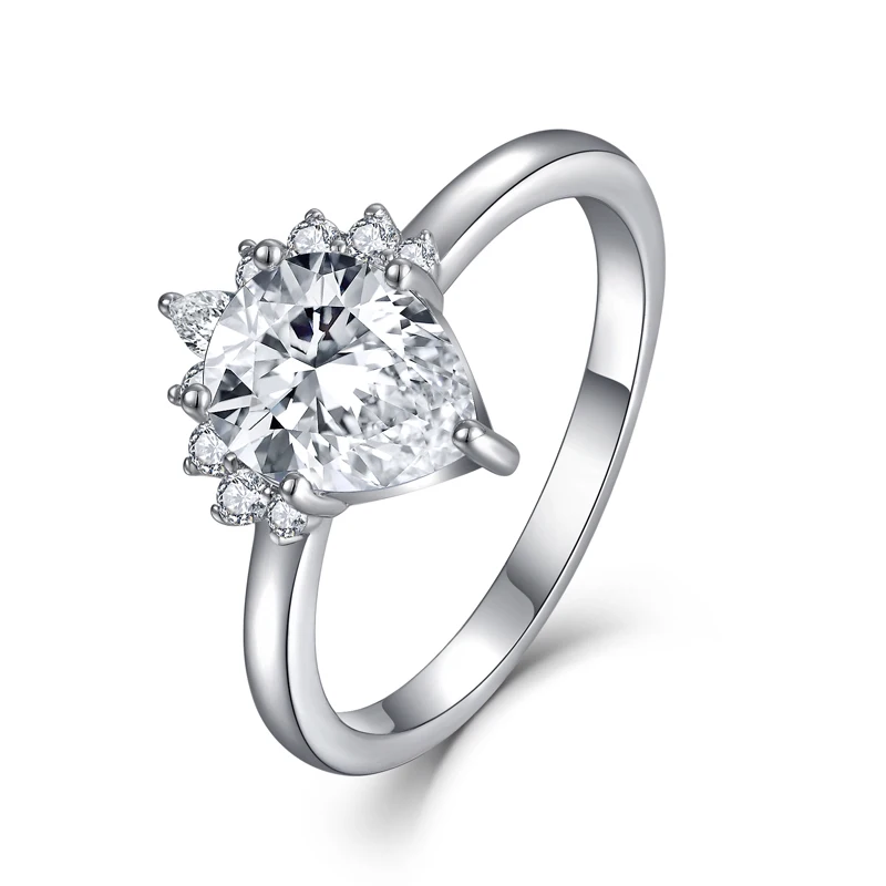 

High-end Fashion Ladies Ring Crystal Design 925 Sterling Sliver Diamond Rings Women Engagement Wedding Ring Jewelry Party Gifts