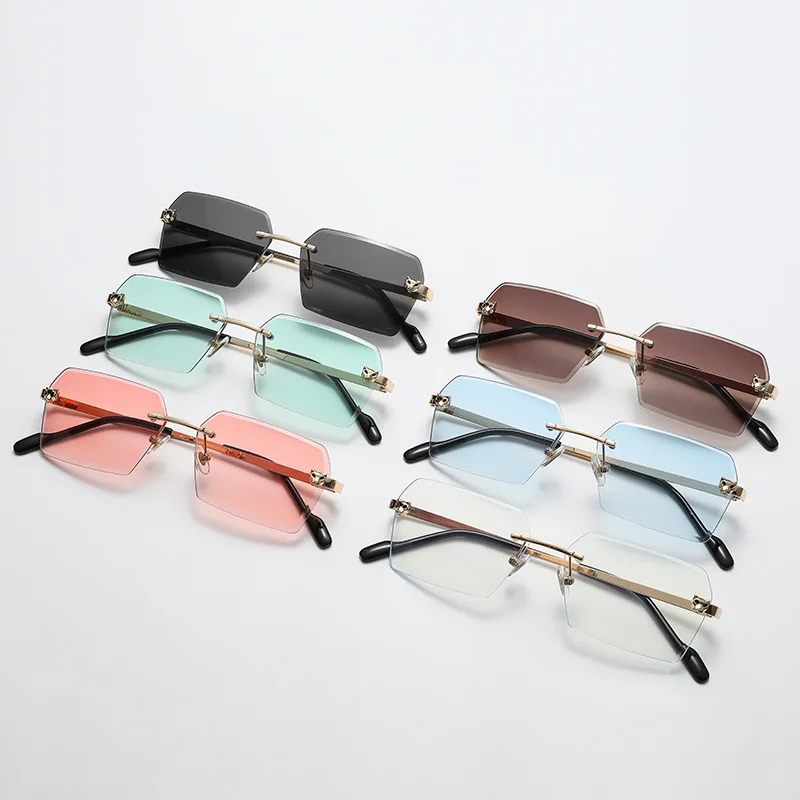 

Fashion Rimless Sunglasses Leopard Rimless Sun Glasses Men Women Sunglasses 2022