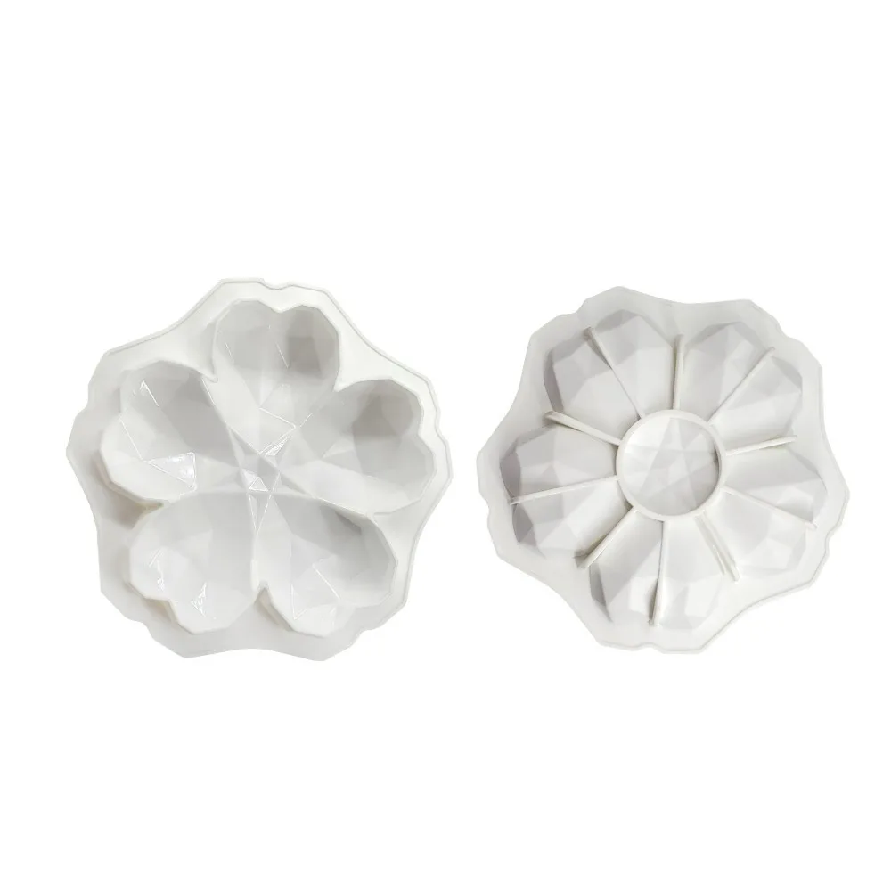

Valentine Diamond Flower Silicone Cake Molds Non-stick Round Baking Mold for Soap, Chocolate, Cupcake, Pie