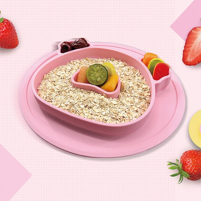 

Divided plate BPA free Silicone Plate Bowls Baby Feeding Tableware Set Suction