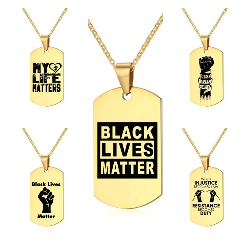 

Stainless Steel BLACK LIVES MATTER l Can't Breathe Statement Dog Tags Necklaces for Women & Men